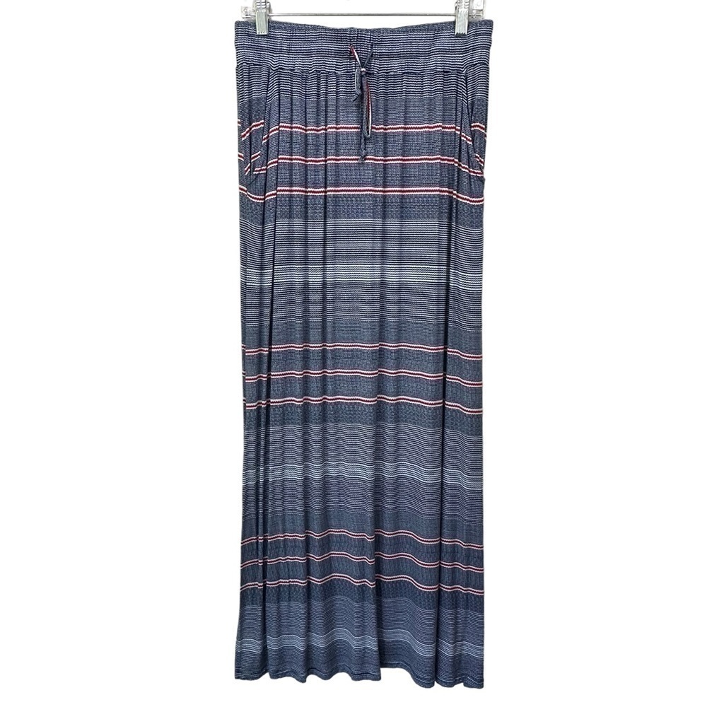 Design History Navy Stripe Nautical Flowy Maxi Skirt, Medium